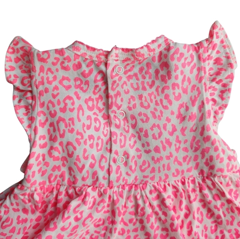 Carter's Baby Girls Pink Leopard Ruffle Bodysuit Dress One Piece Size 6 Months - Picture 12 of 16